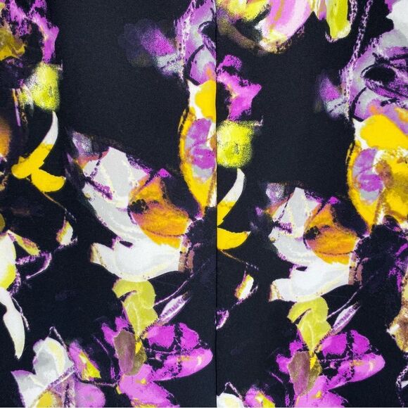 Liz Claiborne Black Floral Inverted Pleated Pockets Skirt 10 Tall Lined Side Zip - Picture 11 of 12